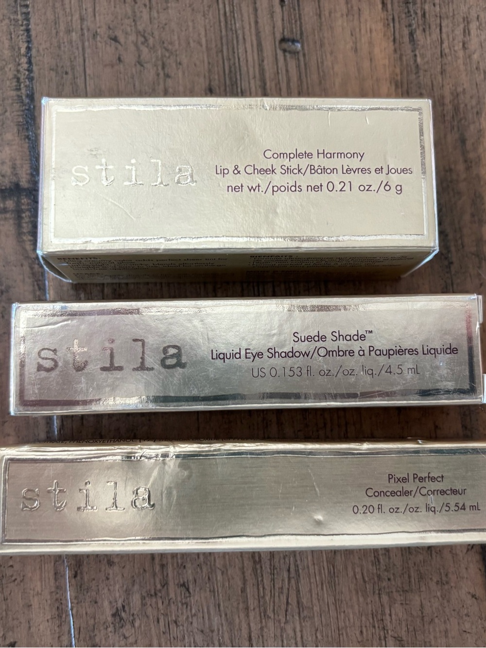 Stila Harmony Lip & Cheek Stick, Suede Liquid Eyeliner & Pixel Perfect Concealer